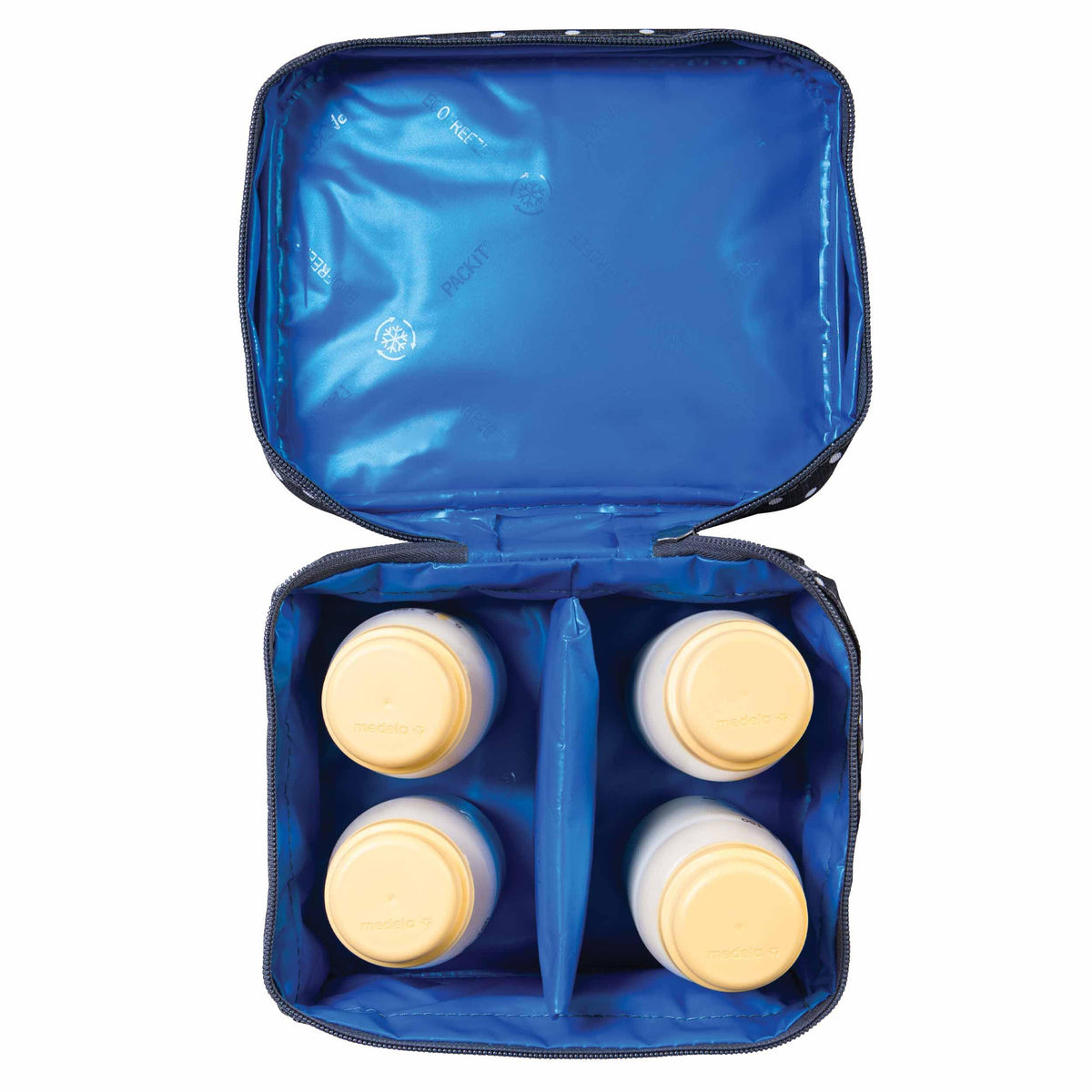 freezable-breastmilk-and-formula-cooler-d3 2023_Breastmilk-Cooler_Polka-Dots_Top-Down_4-Bottles_Lores.jpg