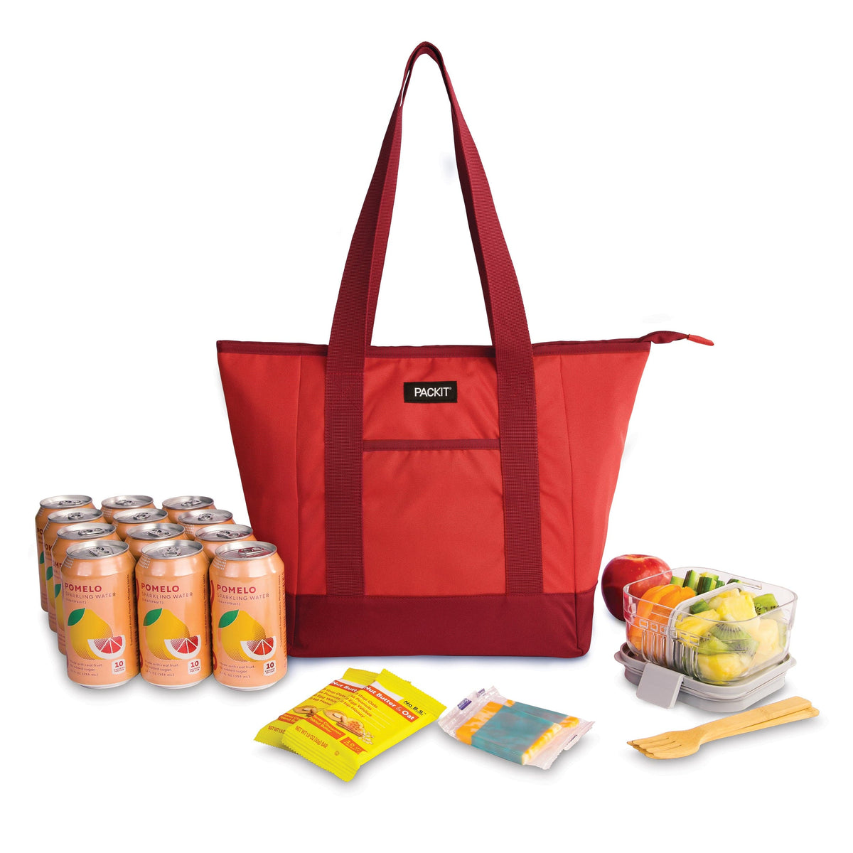 freezable-12-can-tote-cooler-x1 freezable-12-can-tote-cooler-poppy-front-food-combo.jpg